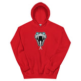 Hoodie with a snake design with tattoo style diamond eyes. Red Hoodie. Comfy Hoodie.