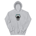 Hoodie with a snake design with tattoo style diamond eyes. Grey Hoodie. Comfy Hoodie.