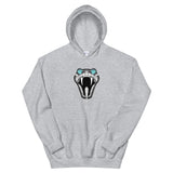 Hoodie with a snake design with tattoo style diamond eyes. Grey Hoodie. Comfy Hoodie.