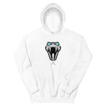 Hoodie with a snake design with tattoo style diamond eyes. White Hoodie. Comfy Hoodie.