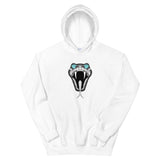 Hoodie with a snake design with tattoo style diamond eyes. White Hoodie. Comfy Hoodie.